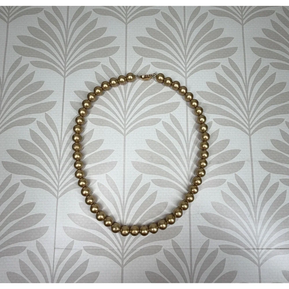 Richelieu Vintage Gold Faux Pearl Strand Necklace Choker Clasp 18 Inch 60s
